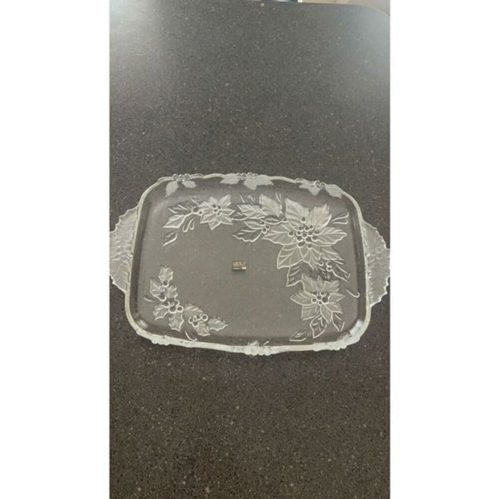 MIKASA Holiday Crystal Poinsettia Canape Tray